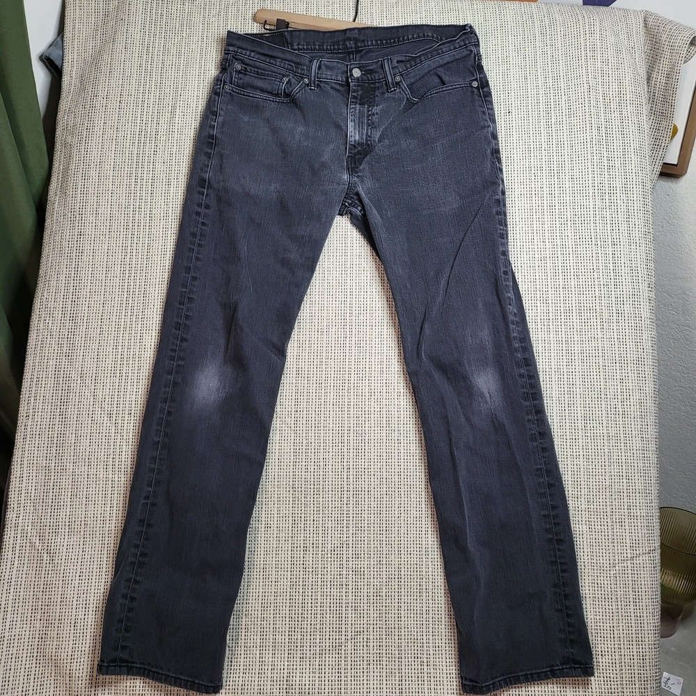 Levis 514 Jeans Mens 36x34 Black Straight Leg Stretch Denim 5 Pocket‎ Classic